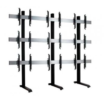 SYSTEM X – Universal 3 X 3 Videowall Stand (for 46" To 55") – Black Columns