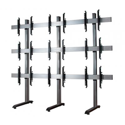 SYSTEM X - Universal 3 x 3 Videowall Stand (for 46" to 55") - Silver Columns