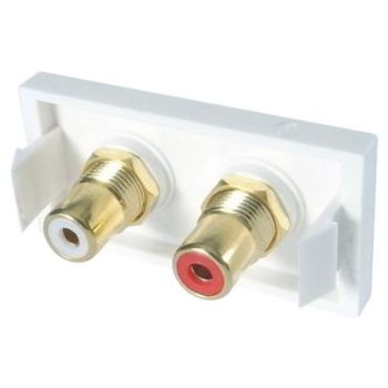 AV Snap-In 2 X RCA/Phono Module 25 X 50mm – Socket To Socket – White