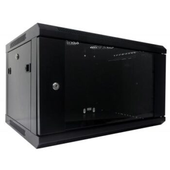 Black 6U 600 Deep Wall Box With Glass Front Door