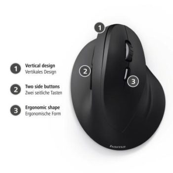 Vertical Ergonomic "EMW-500" Wireless Mouse 6 Buttons Black