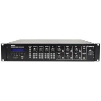 RM406 100V Mixer Amplifier 6 X 40W + USB/SD/FM/Bluetooth – Black