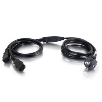 3m Euro Male To 2 X IEC C13 Female Splitter Cable Black