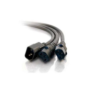 1.8m IEC C14 Male To 2 X IEC C13 Female Splitter Cable Black