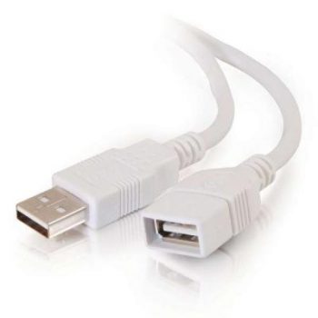 1m USB 2.0 A Male To A Female Extension Cable – White