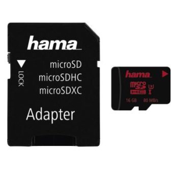 MicroSDHC 16GB UHS Speed Class 3 UHS-I 80MB/s + Adapter/Photo