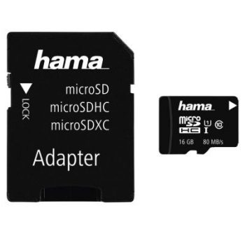 MicroSDHC 16GB Class 10 UHS-I 80MB/s + Adapter / Photo