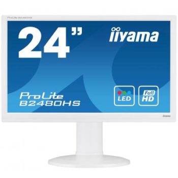 24" White LED Monitor Full HD Speakers Height Adjustable Speakers VGA DVI-D And HDMI